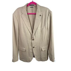 Piombo Blazer Mens 54 IT Beige Cotton Linen Two Button Sport‎ Coat Lightweight